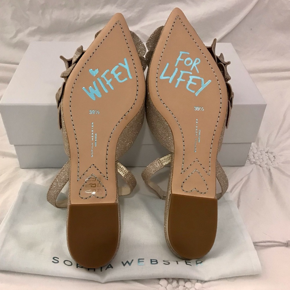 SOPHIA WEBSTER Jumbo Lilico Slingback Bridal Flat Shoe EU 39.5 / US 9 New in Box